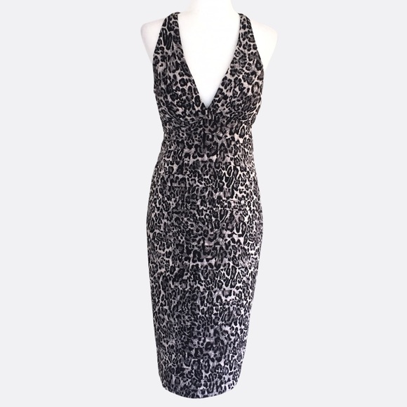 CACHE Leopard Print Rouched Textured Halter Dress - Picture 1 of 10